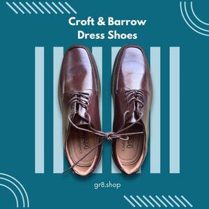 Croft & Barrow Men’s Dress Shoes – Raven Brown Leather Oxford Formal Shoes Size